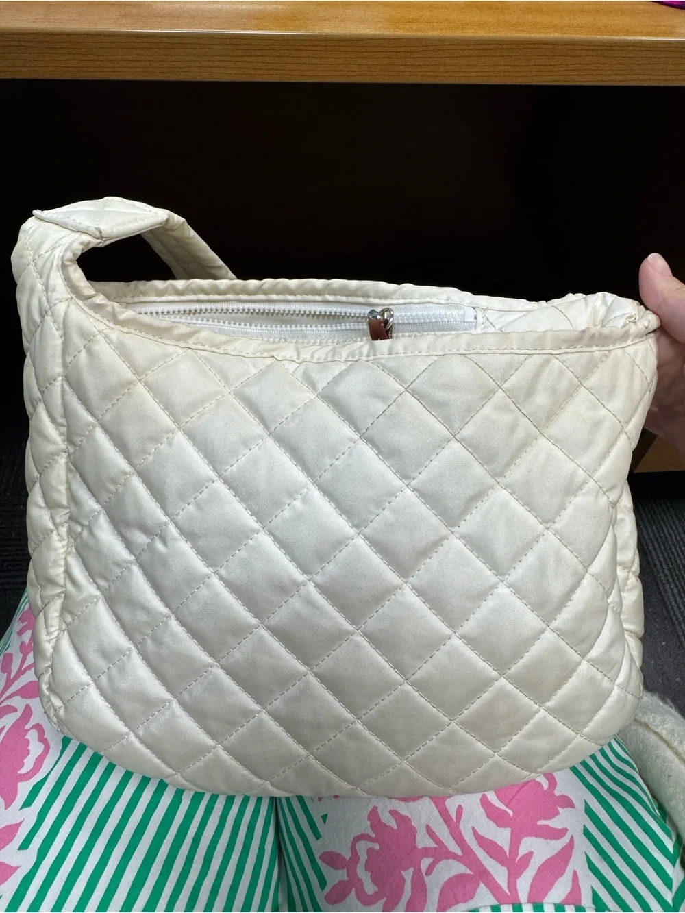 MZ Wallace Quilted Cream Crossbody Shoulder Bag